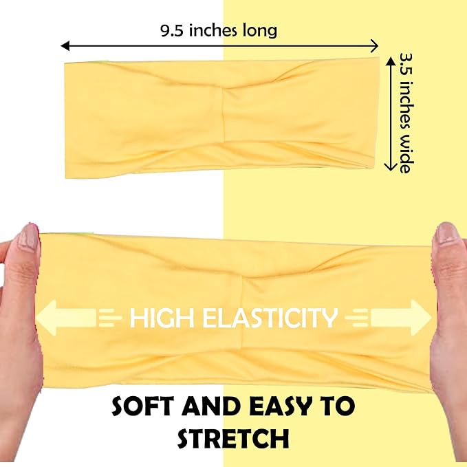 Lotus78, Pack of 8 Wide Headbands for Women Non Slip, Fashionable Sports Hair Bands for Women's Hair, Soft Elastic Stretchy Head Bands, Yoga Workout Headbands for Women Daily Fashion(Breeze icon)