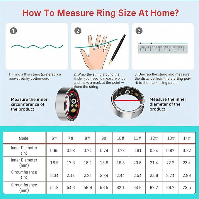 Smart Ring Fitness Tracker for iOS & Android – Sleep Monitor Heart Rate Blood Oxygen & Pressure 8 Sports Modes IP68 Waterproof NO Subscription Long Battery Life (Carbon Black, 10#)