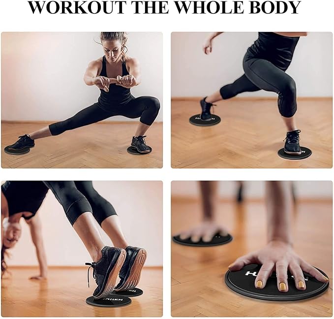 Core Sliders, Exercise Gliding Discs Dual Sided Use on Carpet and Hardwood Floors, Lightweight and Perfect Fitness Apparatus for Training Abdominal Core Strength