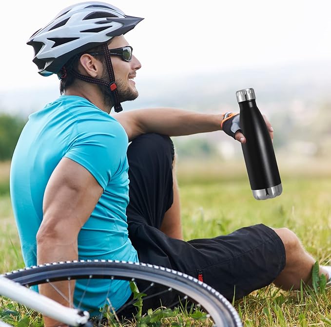 VEGOND 17oz Stainless Steel Water Bottles, Reusable Metal Sports Water Bottle Keeps Drink Hot and Cold, BPA Free Double Wall Vacuum Cola Shape Insulated Water Bottle for Camping Gym, 1 Pack