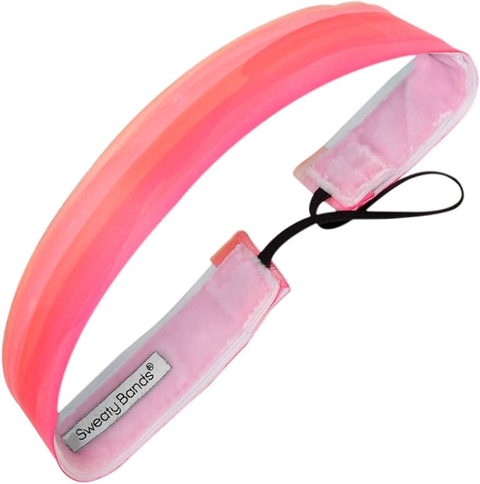 Sweaty Bands Womens Girls Headband - Non-Slip Velvet-Lined Exercise Hairband - Watercolors Pink 1-Inch