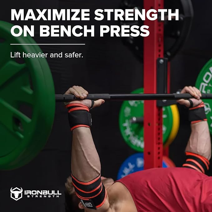 Elbow Wraps for Weightlifting (1 Pair) - 50" Elastic Elbow Braces for Weight Lifting - Elbow Support for Bench Press, Powerlifting, Fitness, & Gym Workout - Gym Elbow Straps Weightlifting - Elbow Compression Strap Brace