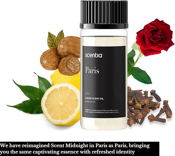 Scentia Hotel Diffuser Oil Inspired by The Hotel Costes Paris Scent - 50 mL 1.69 fl oz - Fragrance Oil Blend Rose,Clove &Sandalwood for Aromatherapy Diffuser & Humidifiers -Paris