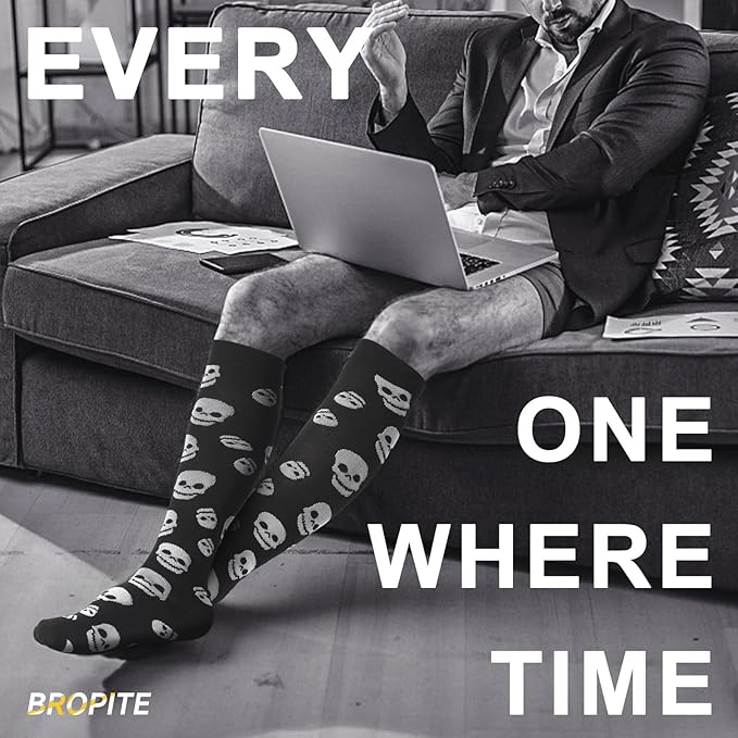 bropite Halloween Compression Socks for Women & Men-Pumpkin Ghost 6 Pairs 20-30mmhg Support Running Nurse Travel