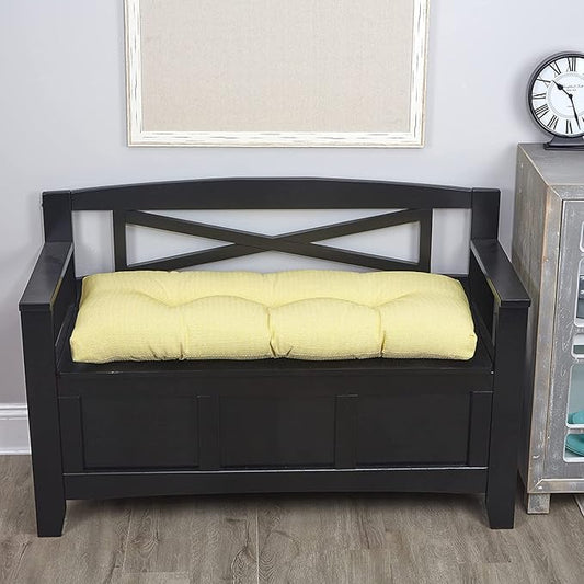 Klear Vu The Gripper Omega Non-Slip Tufted Bench Cushion for Indoor Furniture, Entryway Storage, Bay Window, Corner Nook or Piano Seat, 43 Inches, 15 Yellow