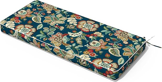 Outdoor Bench Cushion, Patio Furniture Cushion 48 x 18 x 3 Inch, Water Resistant Garden Sofa Swing Pad Settee Loveseat Couch Replacement Cushion, 1 Pack,Peacock Blue