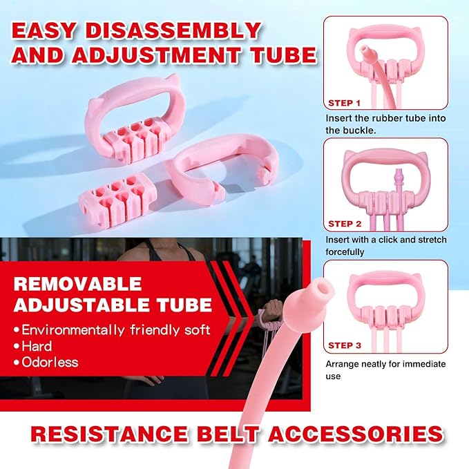 6 Gear Adjustable Resistance Bands, Fitness Resistance Bands Exercise Bands with Comfort Grips, Unisex, for Arms, Chest Extender, Home Workout, Fitness, Pilates