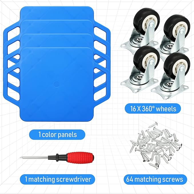 Jerify 4 Pieces Sports Scooter Board with Handles Plastic Casters Floor Sitting Scooter Boards for Kids Children Gym Indoor Outdoor Activities Play Equipment, 11.22 x 11.22 inch