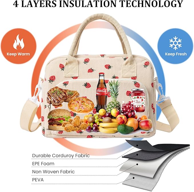 Insulated Lunch Bag for Women Men Large Reusable Lunch Box Adult Leakproof Portable Cooler Tote Bags for Work Picnic