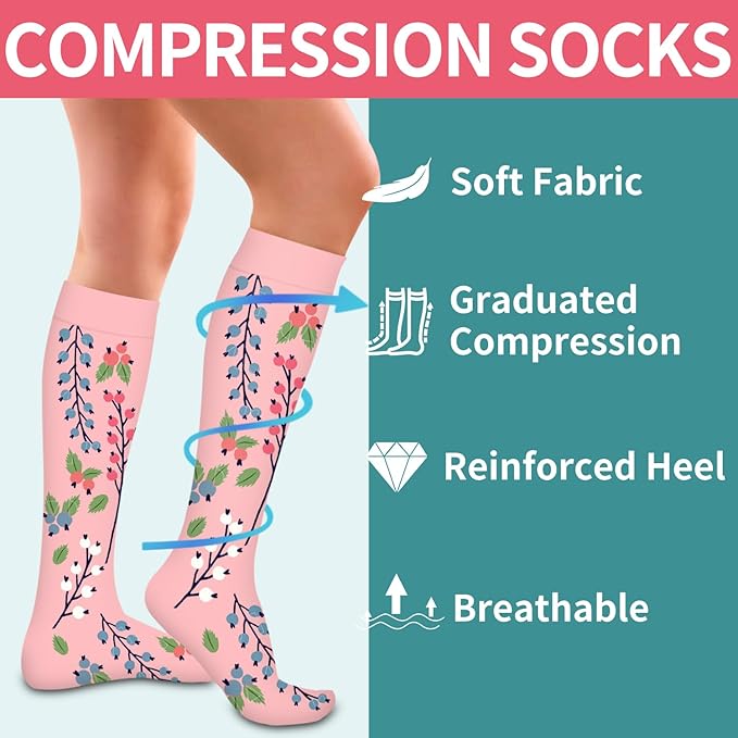COOLOVER Compression Socks for Women and Men - Best for Circulation, Running, Athletic, Recover, Nurse, Travel