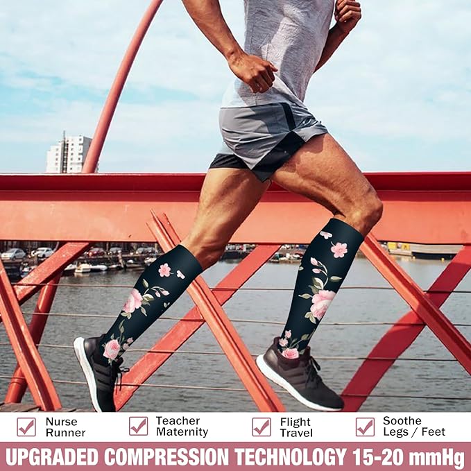 Bluemaple Compression Socks for Women & Men Circulation (6 Pairs) 15-20 mmHg is Best Support for Athletic Running Cycling