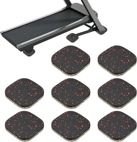 PATIKIL 8 Pcs Treadmill Mat Pads, 4x4x0.6 High Density Foam Anti Vibration Pad Sound Proof Floor Mat Exercise Equipment Mat for Carpet Protect Noise Reduction Home Gym, Orange