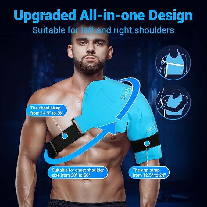 Comfytemp Shoulder Ice Pack Rotator Cuff Cold Therapy Wrap, FSA Eligible, Gel Ice Packs for Injuries Reusable, Instant Cold Compress Shoulder Brace for Pain Relief, Surgery Recovery Item Gift (Large)