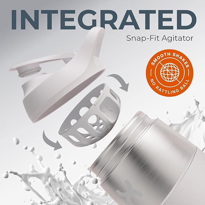 32oz Stainless Steel Protein Shaker Bottle – Leak-Proof Metal Shaker Cup with Snap-Fit Agitator for Smooth, Clump-Free Shakes – BPA-Free, Odor Resistant, Easy to Clean