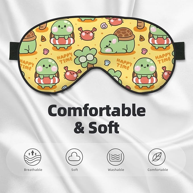 Sleep Eye Mask Cute Turtle Cartoon Marine Animal Sleep Mask for Women Men Comfortable Eye Mask with Adjustable Strap Soft Eye Cover Blindfold for Travel Yoga Nap Shift Work
