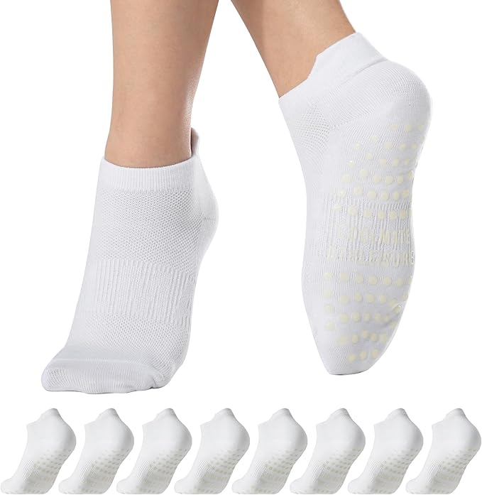 CoolMate Pilates Socks with Grips for Women, Yoga Socks, Crew Non Slip Women for Workout, Barre, Pilates Gifts