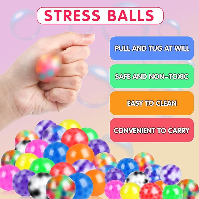 48 Pack Stress Balls, Squishy Ball, Squeeze Balls for Adults, Anti-Anxiety and Fidget Balls to Relax, Party Favors