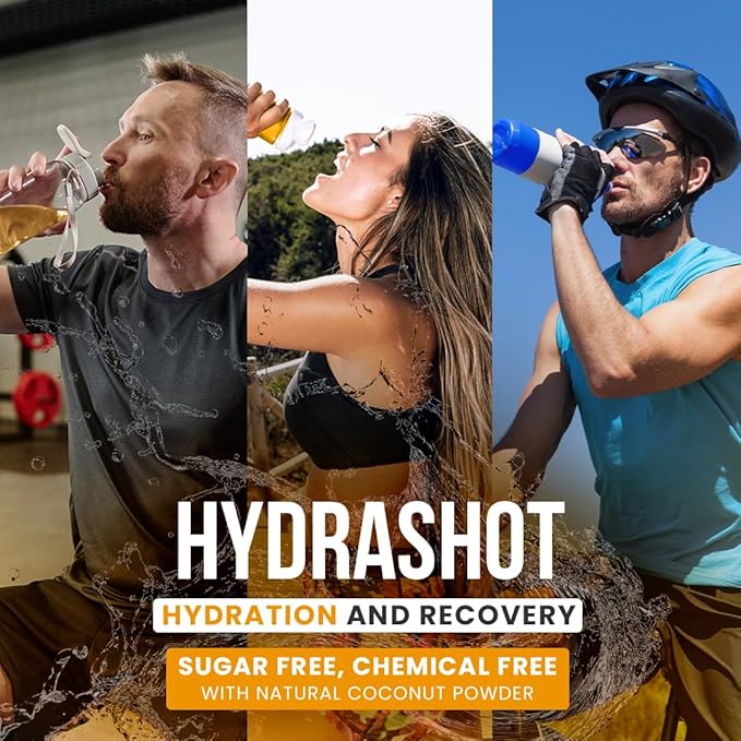 Hydrashot Orange Flavored Hydration Formula with Coconut Water Powder, Calcium, Magnesium, Potassium, and Sodium, Sugar-Free, Hydration Powder Packets, Rehydrates and Replenishes Electrolytes