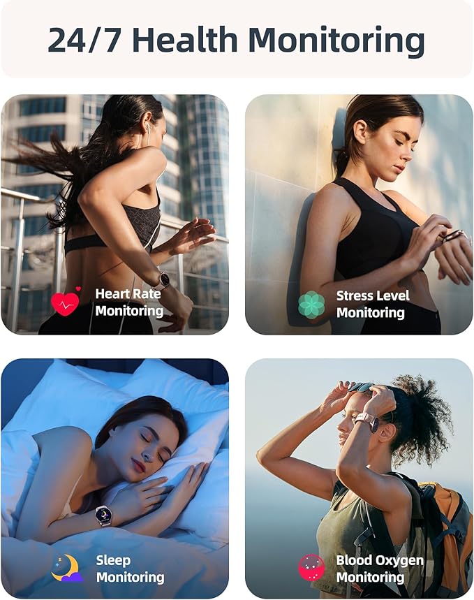 Parsonver Smart Watch for Women(Answer/Make Calls), 5ATM Waterproof Swimming Monitor, 44mm HD Screen Fitness Tracker 100+ Sport Modes, Heart Rate Sleep Monitor, Smartwatch for Android iOS, Rose Gold