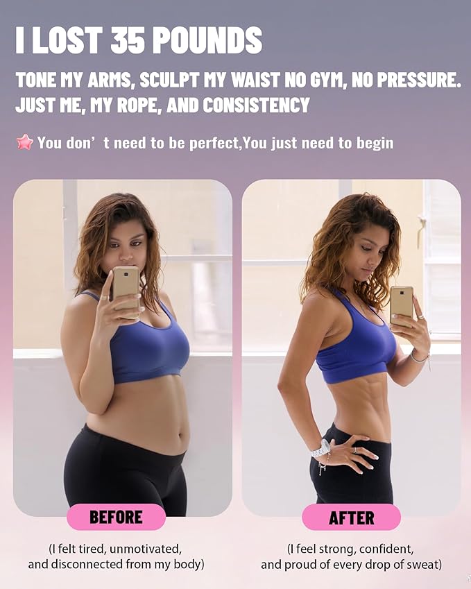 nonogo 1.1LB Weighted Jump Rope for Women – Adjustable 10mm Heavy PVC Skipping Rope for Fitness, Ideal for High-Intensity Training, MMA, Boxing, CrossFit, Weight-loss Workouts