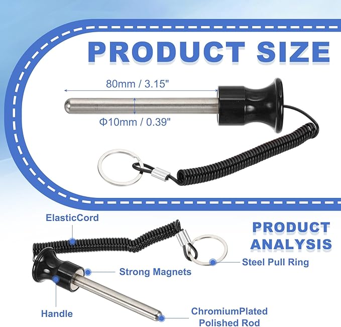 PATIKIL Weight Stack Pin, Magnetic Gym Selector Pin Universal Weight Stack Replacement with Pull Rope for Home