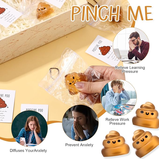 Wettarn 24 Sets Poop Gifts Inspirational Stress Ball with Support Card Positive Stress Relief Prank Poop Ball Thank You Appreciation Gift for Boss Coworker Employee Pharmacy Vet Tech Medical Assistant