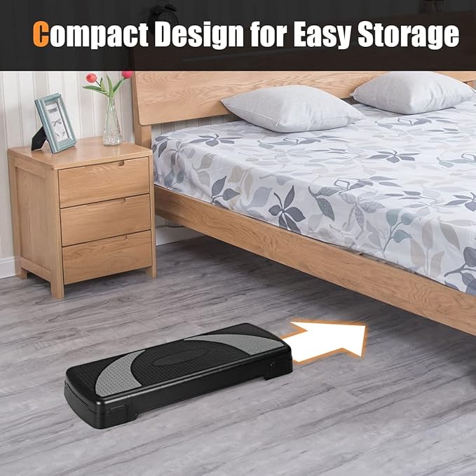 Goplus 31" Aerobic Exercise Stepper Deck, Adjustable Fitness Workout Step Platform Trainer with Risers, 4”6”8”Levels Height-Adjustable, for Home Gym and Office