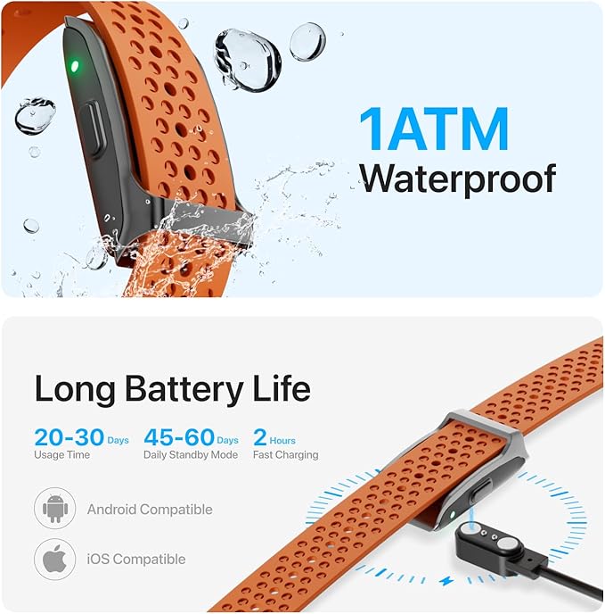 Smart Health Wristband, Wearable Activity & Fitness Tracker, 120+ Sports Modes, All-Day Continuous Monitoring, Heart Rate Tracking, Improve Sleep, Stress, Wellness, 2 Pack Bands, with Free APP