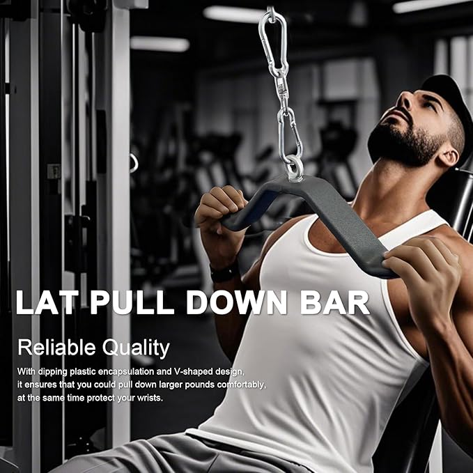 KORIKAHM Cable Machine Attachment Curl LAT Pull Down Bar, LAT Pulldown Tricep Bar Strength Training Workout, Back Cable Attachments Grip for Home Gym