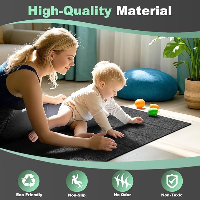 Treadmill Mat, Exercise Equipment Mat 63"x30", 1/4" Thick, Foldable Non-Slip Waterproof Surface for Walking Pad, Stationary Bike, Elliptical, Carpet & Hardwood Floor Protection, Noise Reduction