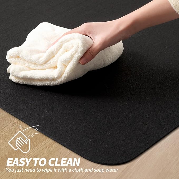 Fitness Equipment Mat for Hardwood Floors - 100% Recycled Rubber for Home Gym Flooring, Durable Workout Fitness Mats, Walking Pad Exercise Bike Equipment, Non-Slip 0.16" Thick, Black