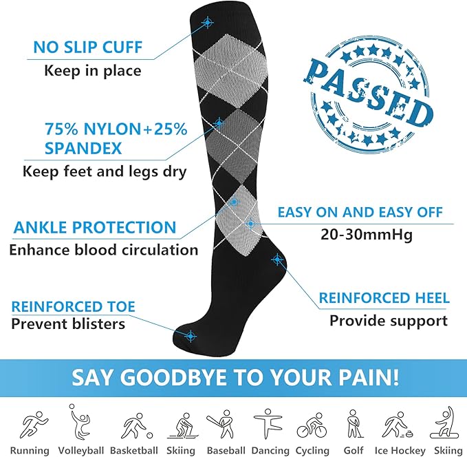 bropite Compression Socks for Women & Men Circulation-Support Knee High Socks 20-30 mmhg-Best for Running,Medical,Nurse,Travel