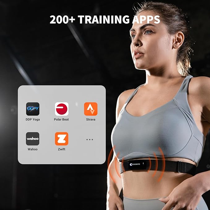 COOSPO Heart Rate Monitor Chest Strap H9Z, HRM Bluetooth 5.0 ANT+,Heart Rate Monitor Chest Sensor with Rechargeable Battery
