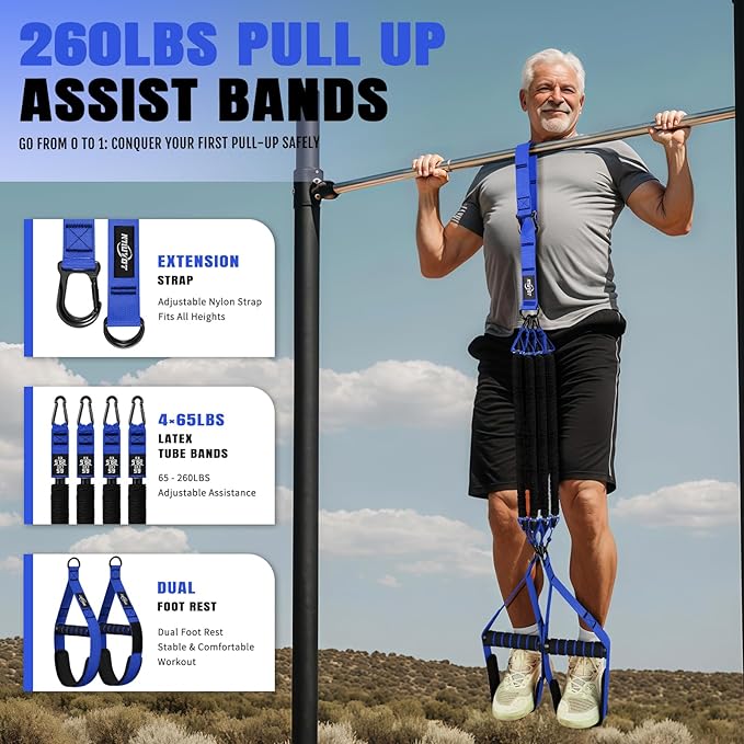 Pull Up Bands, Heavy Duty Resistance Bands with Handle, Workout Bands for Pull Up Bar, Pullup Assist Band Set for Exercise, Full Body Workout, Home Gym for Enhanced Strength, Muscle Training