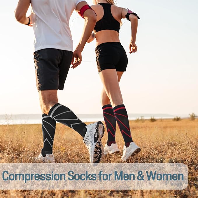 Compression Socks for Men & Women 20-30 mmHg Knee High -Best Support for Medical, Athletic, Sports, Travel (1/2Pairs)