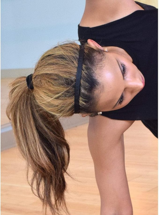 Sweaty Bands Womens Girls Headband - Non-Slip Velvet-Lined Exercise Hairband - Rock Solid Black 3/8-Inch