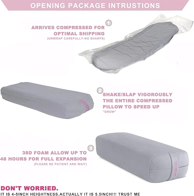 Simian Premium Meditation Bolster - Rectangular Support Cushion with Velvet Cover, Washable, for Restorative & Yin Yoga