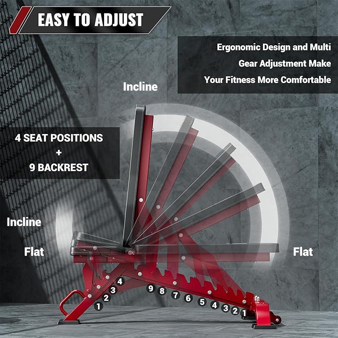 Major Fitness Weight Bench, Capacity Bench Press and 32 Adjustable Positions Strength Training Bench for Garage and Home Gym Workouts, Weight Lifting, and Bench Press