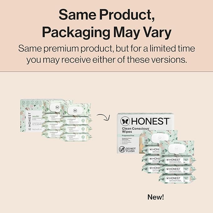 The Honest Company Clean Conscious Multi-Use Wipes, Unscented Hypoallergenic Baby Wipes for Sensitive Skin, 99% Water Plant-Based Compostable Wipes, Geo Mood, 576 Count