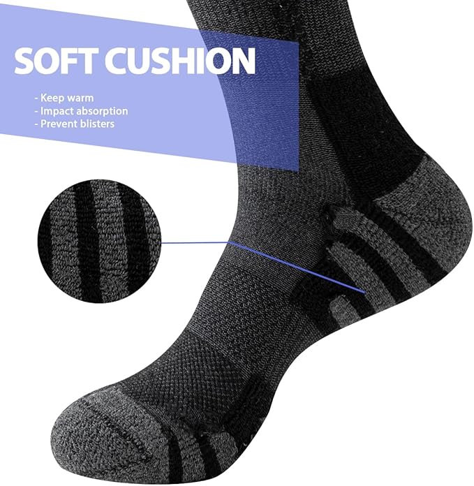 JOYNÉE 8 Pairs Mens Crew Athletic Work Long Socks Calf Cushioned Socks for Sports Running Workout Gym