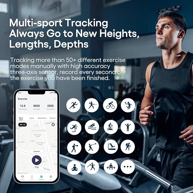 Yihou Fitness Tracker Fitness Watch Pedometer Watch with Heart Rate Monitor Sleep Monitoring Multiple Sport Modes for Women for Android iOS Black