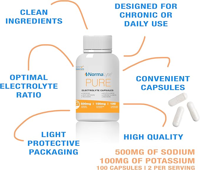 NormaLyte Electrolyte Capsules - Replenish Electrolytes for Peak Performance - Hydration Salt Pills with Essential Minerals for Energy Boost, and Muscle Recovery - 100ct/Bottle
