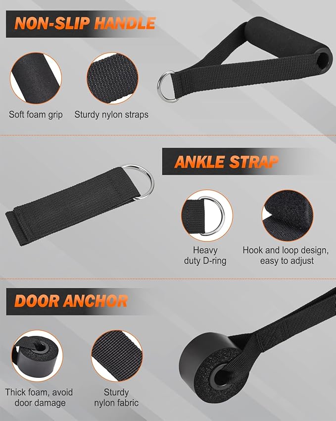 Zacro Resistance Bands for Working Out, 270 LBS Heavy Exercise Bands with Handles for Heavy Resistance Training, Home Gym Workout, Men/Women