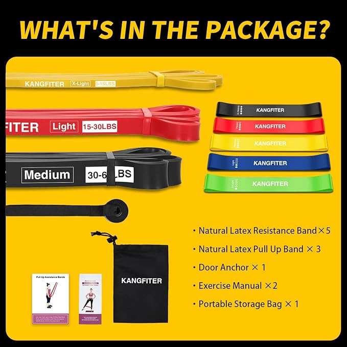 Resistance Bands for Working Out, Pull Up Bands for Men Women, Thick Heavy Resistance Band Set with Door Anchor, Elastic Exercise Bands for Body Stretching, Physical Therapy, Home Workouts