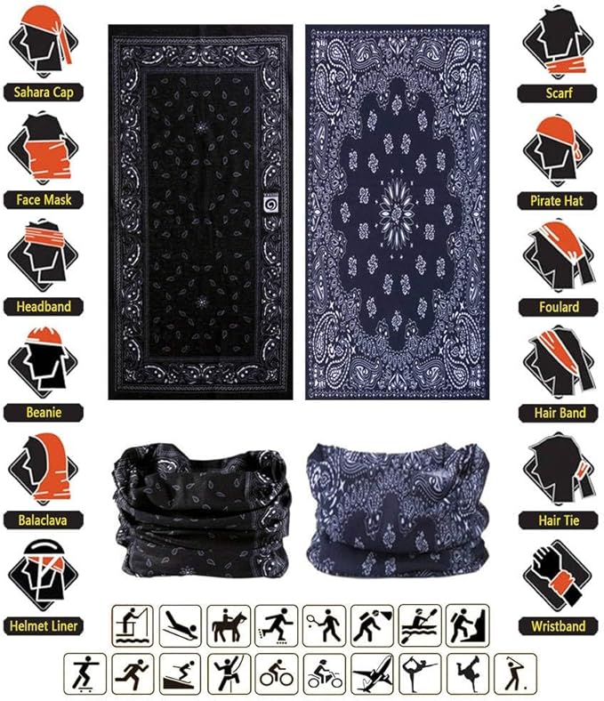 Headband Neck Gaiter Head Wrap Headwear Face Mask Magic Scarf Bandana for Men and Women