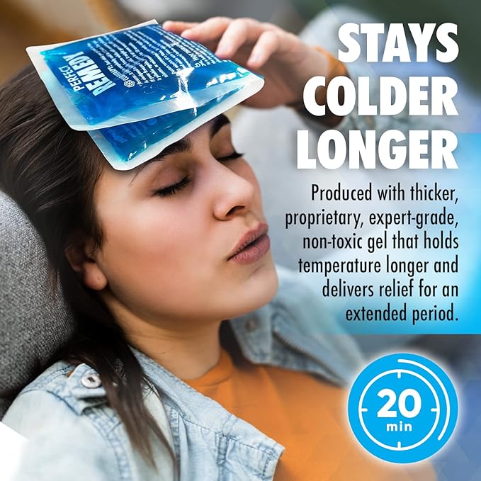 Perfect Remedy 2-Pack Gel Ice Packs for Injuries - Reusable, Soft & Flexible Hot & Cold Compress, Soothing Aid for Sprains, Strains, Soreness conditions, Alternative to Hot Water Bottles (Blue, Large)