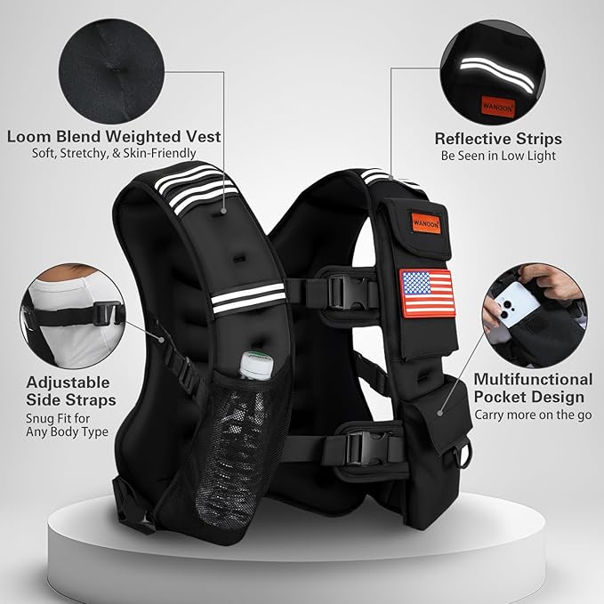 Weighted Vest for Woman and Men, 8lbs/12lbs/16lbs/20lbs/30lbs/40lbs Odorless Adjustable Straps Size Walking Vest,Running Vest with Underarm Buckle, Breathable Mesh Shoulder Pain Relief, Strength Training HIIT