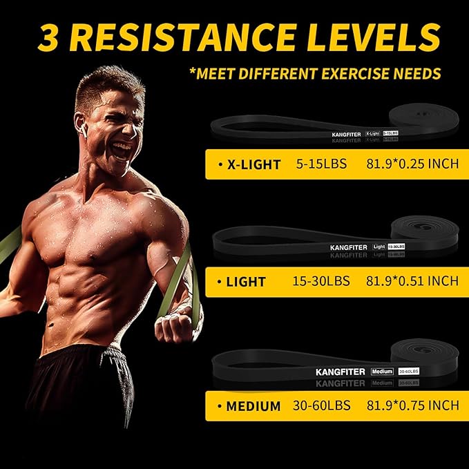 Resistance Bands for Working Out, Pull Up Bands for Men Women, Thick Heavy Resistance Band Set with Door Anchor, Elastic Exercise Bands for Body Stretching, Physical Therapy, Home Workouts