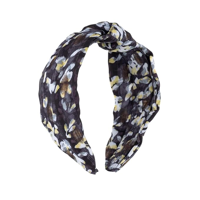 Madison Tyler Headbands for Women | Fashion Boho Headbands Top Knotted With Rhinestones Elastic Workout Hairbands | Outdoor and Party Headbands for Women Non Slip (White and Yellow)