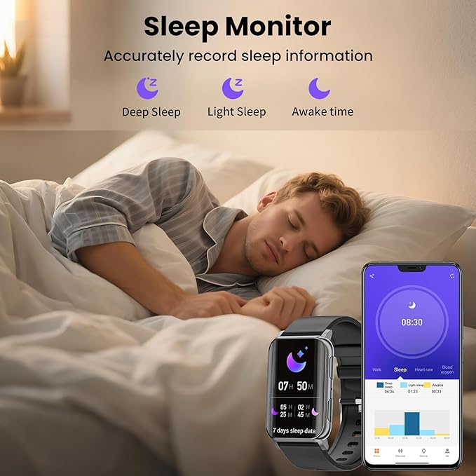 Smart Watch for Men Women (Answer/Make Calls), 1.57" Curved Screen Fitness Tracker, smartwatch with 24/7 Heart Rate/Sleep Monitor, Two Straps Activity Trackers, Compatible with Android & iOS